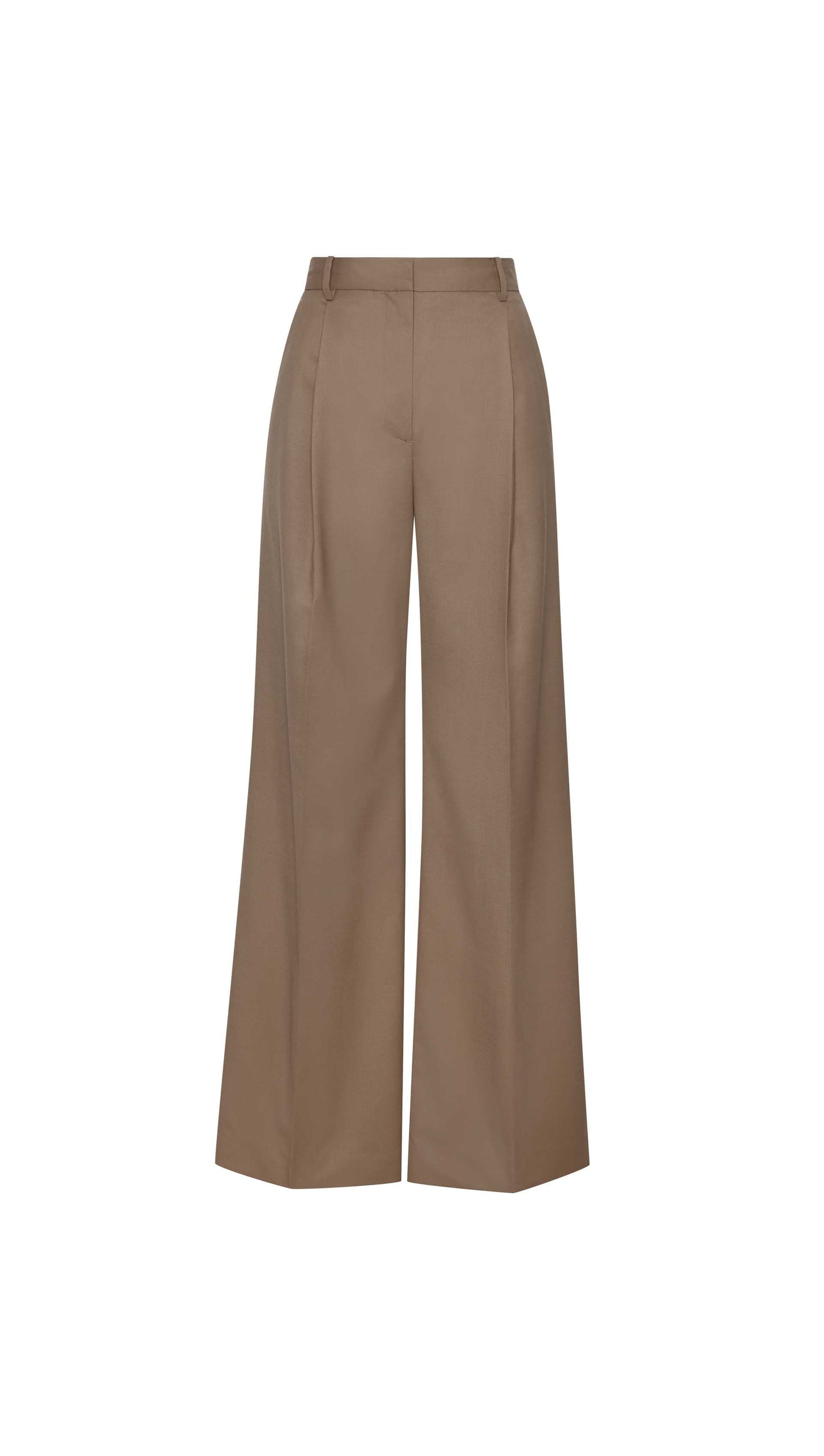 Single Pleat Trouser in Seasonless Wool | Taupe