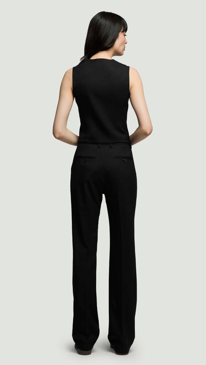 Scoop Neck Waistcoat in Seasonless Wool | Black