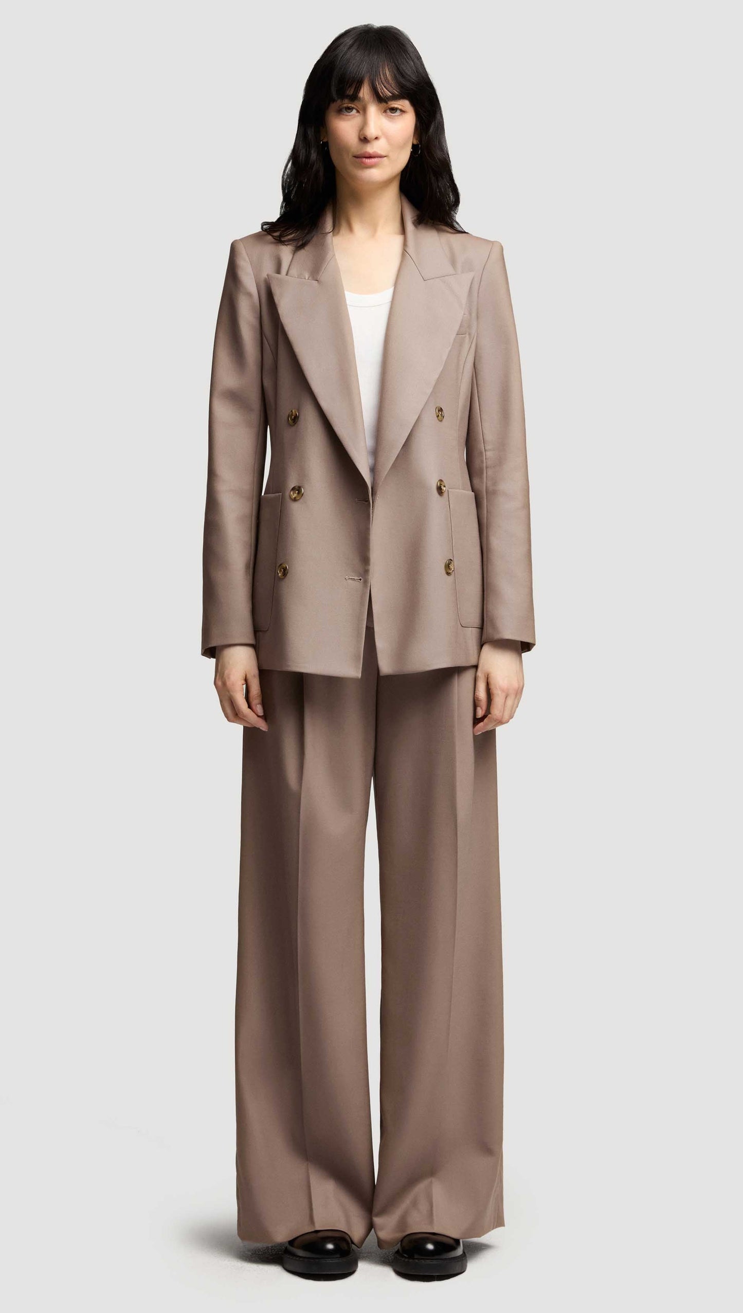 Single Pleat Trouser in Seasonless Wool | Taupe