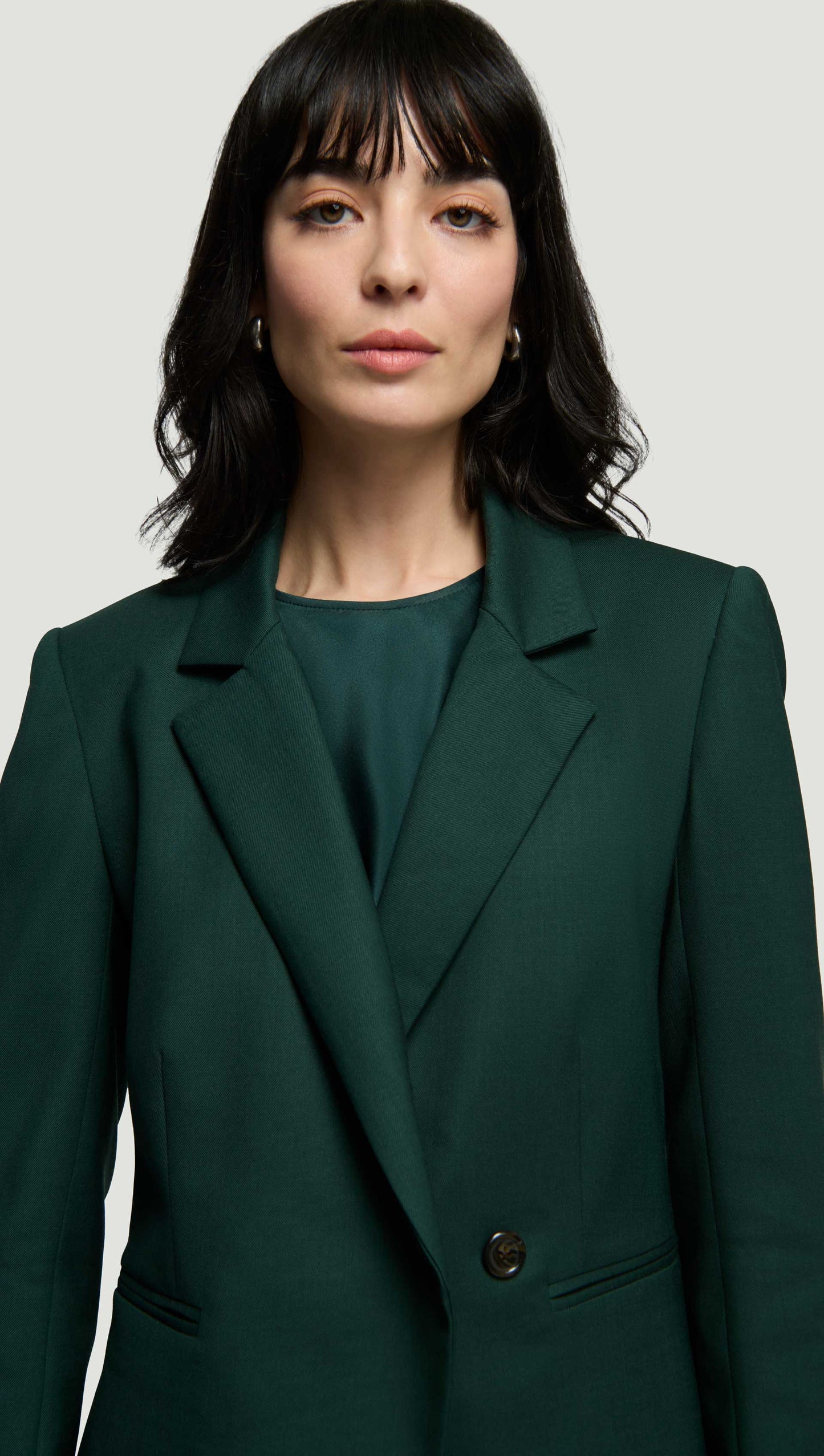 Asymmetrical Blazer in Seasonless Wool | Deep Forest