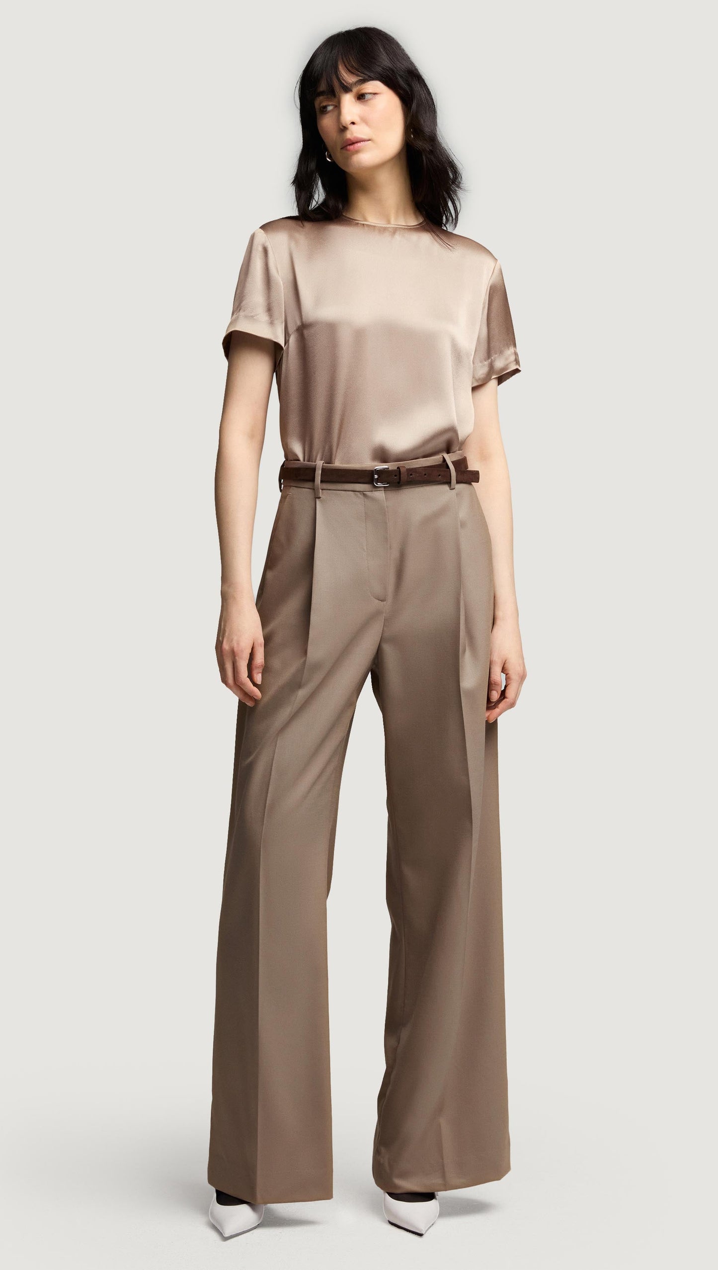 Single Pleat Trouser in Seasonless Wool | Taupe