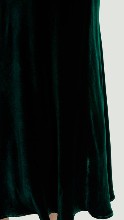 Bias Midi Skirt in Velvet | Deep Forest