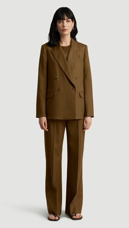 Peak Lapel Blazer in Seasonless Wool | Mushroom