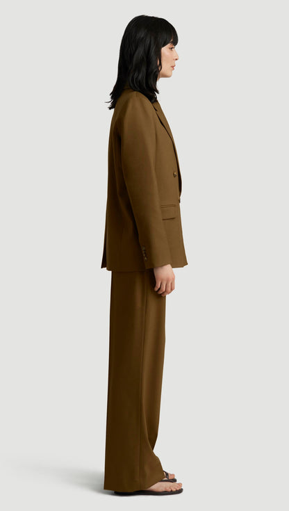Peak Lapel Blazer in Seasonless Wool | Mushroom