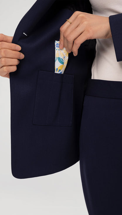 Single Button Blazer in Seasonless Wool | Navy