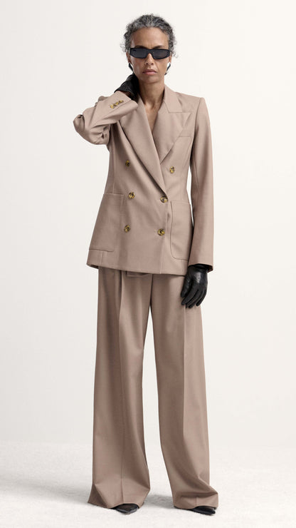 Single Pleat Trouser in Seasonless Wool | Taupe