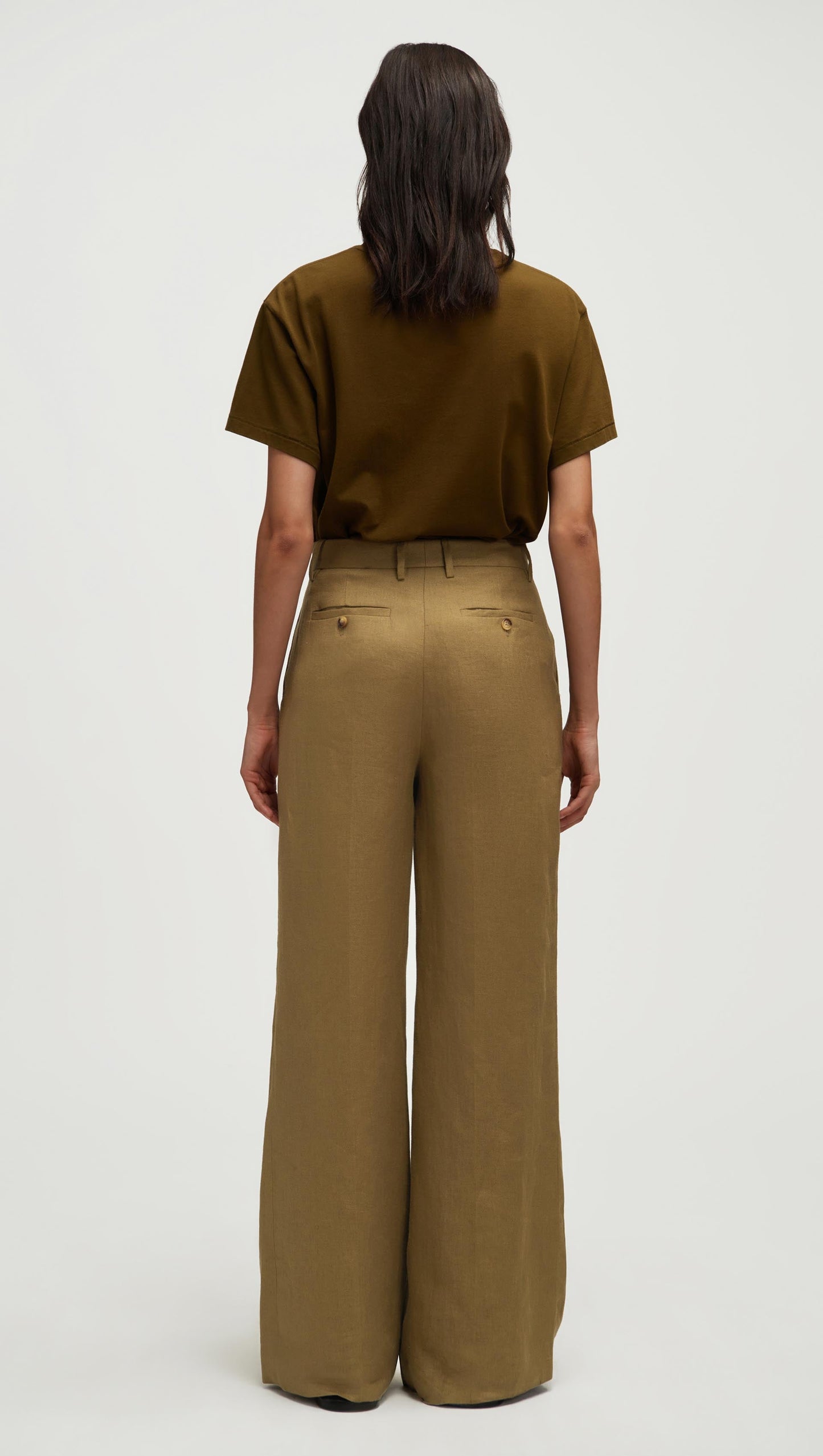 Single Pleat Trouser in Basket Weave Linen | Fern