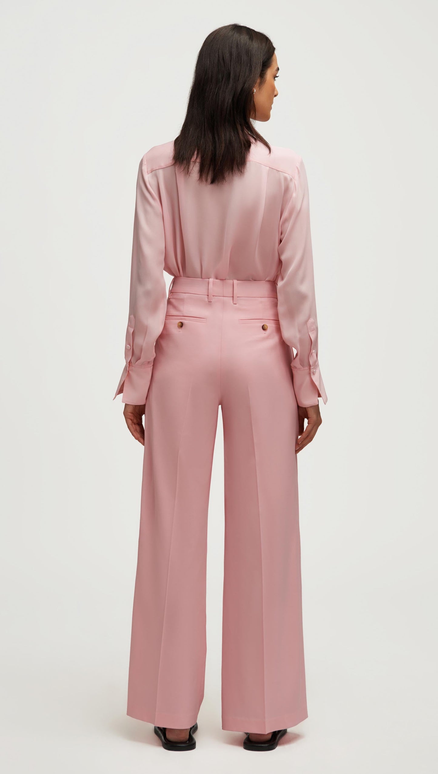 Single Pleat Trouser in Seasonless Wool | Soft Pink