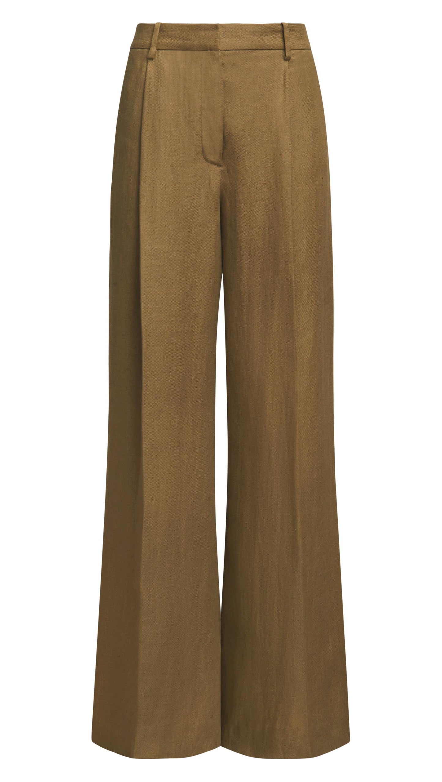Single Pleat Trouser in Basket Weave Linen | Fern