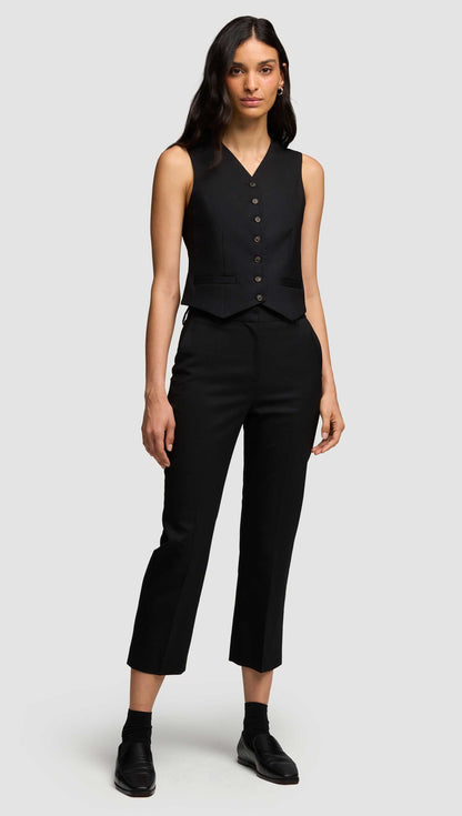 Shallow V-Neck Waistcoat in Seasonless Wool | Black