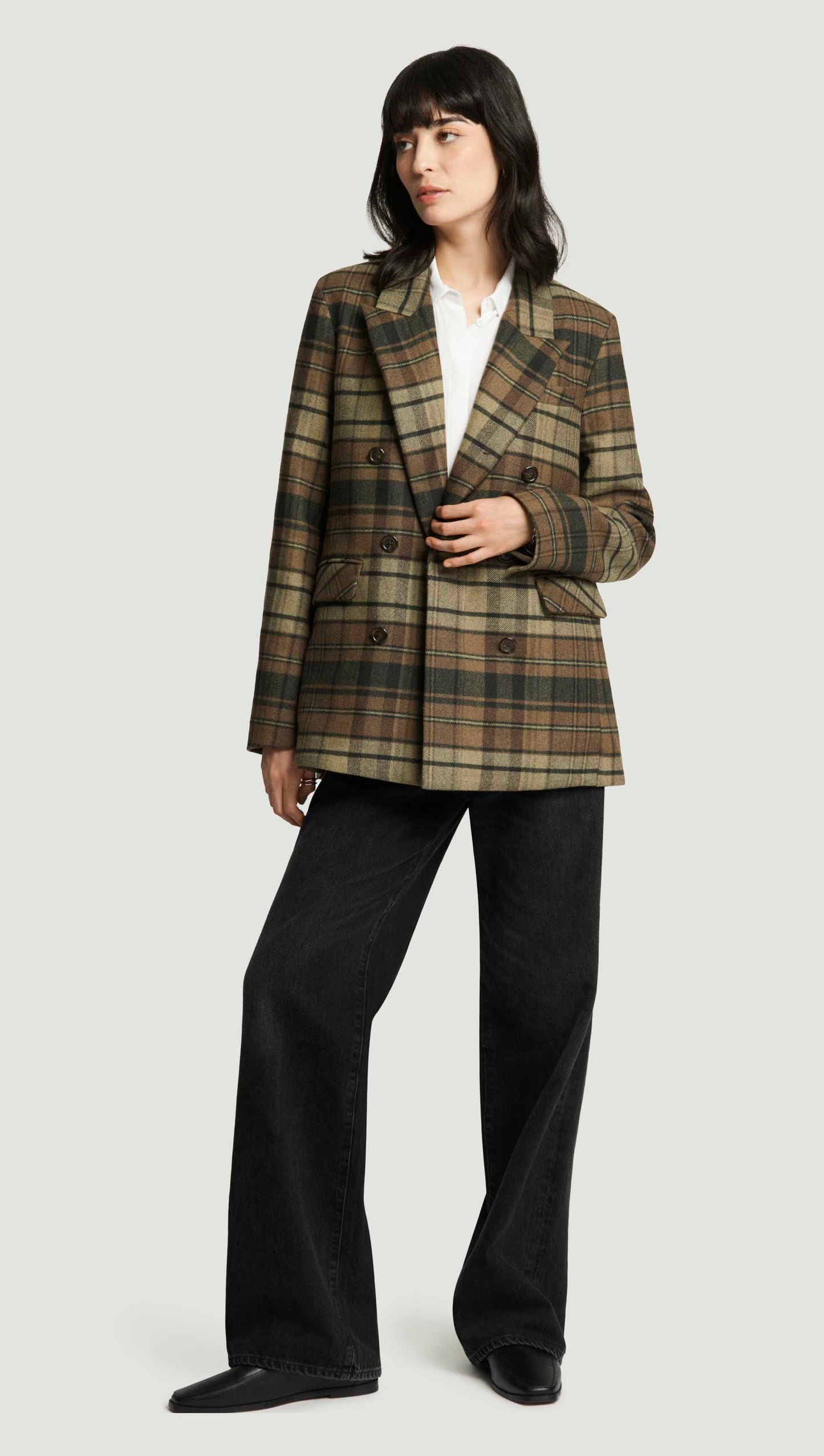 Raglan Blazer in Flannel | Green Plaid