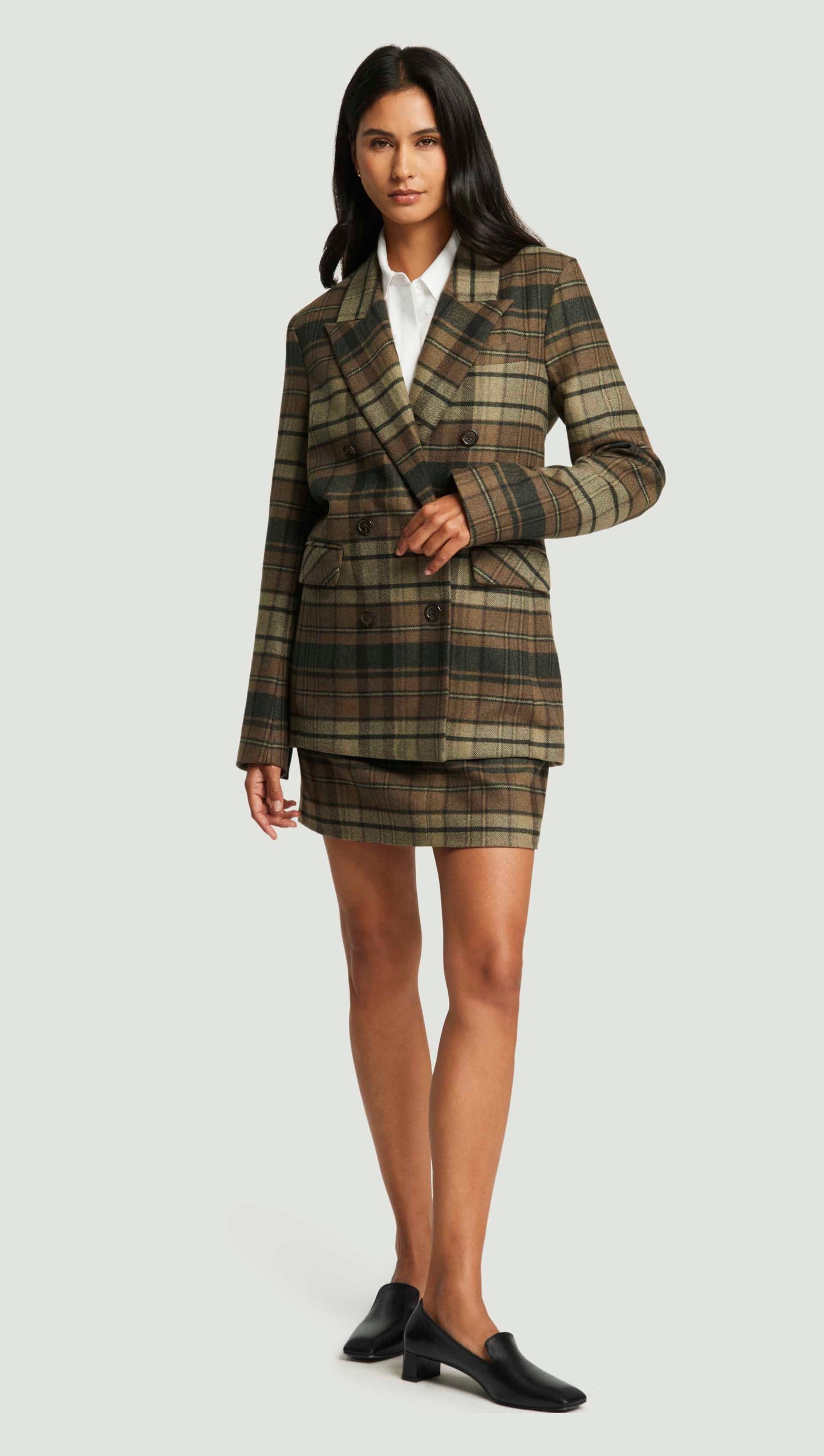Raglan Blazer in Flannel | Green Plaid