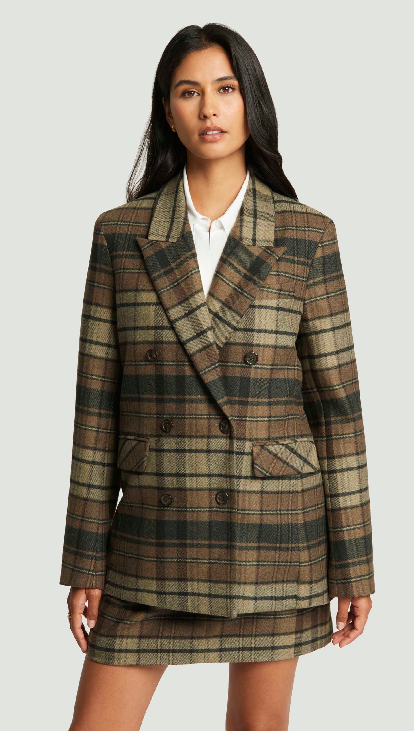 Raglan Blazer in Flannel | Green Plaid