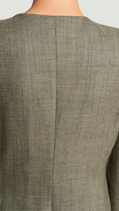 Double-Breasted Crewneck Blazer in Herringbone | Ash