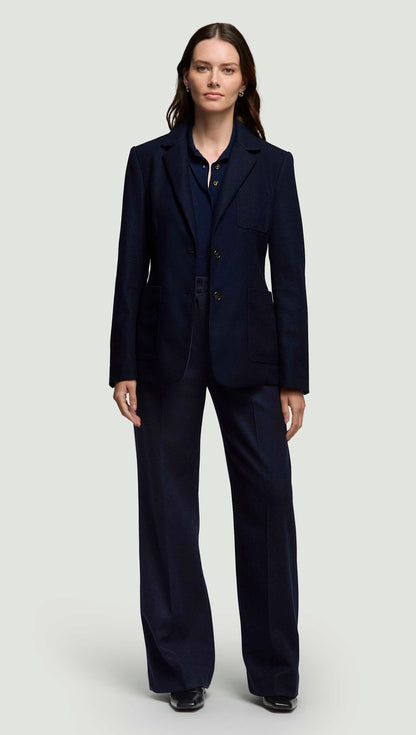 Wide Leg Trouser in Double-Faced Wool | Navy