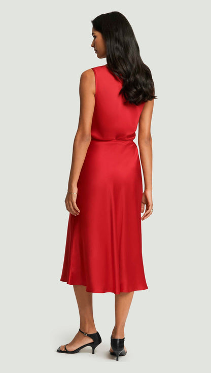Bias Midi Skirt in Silk Charmeuse | Ruby Red
