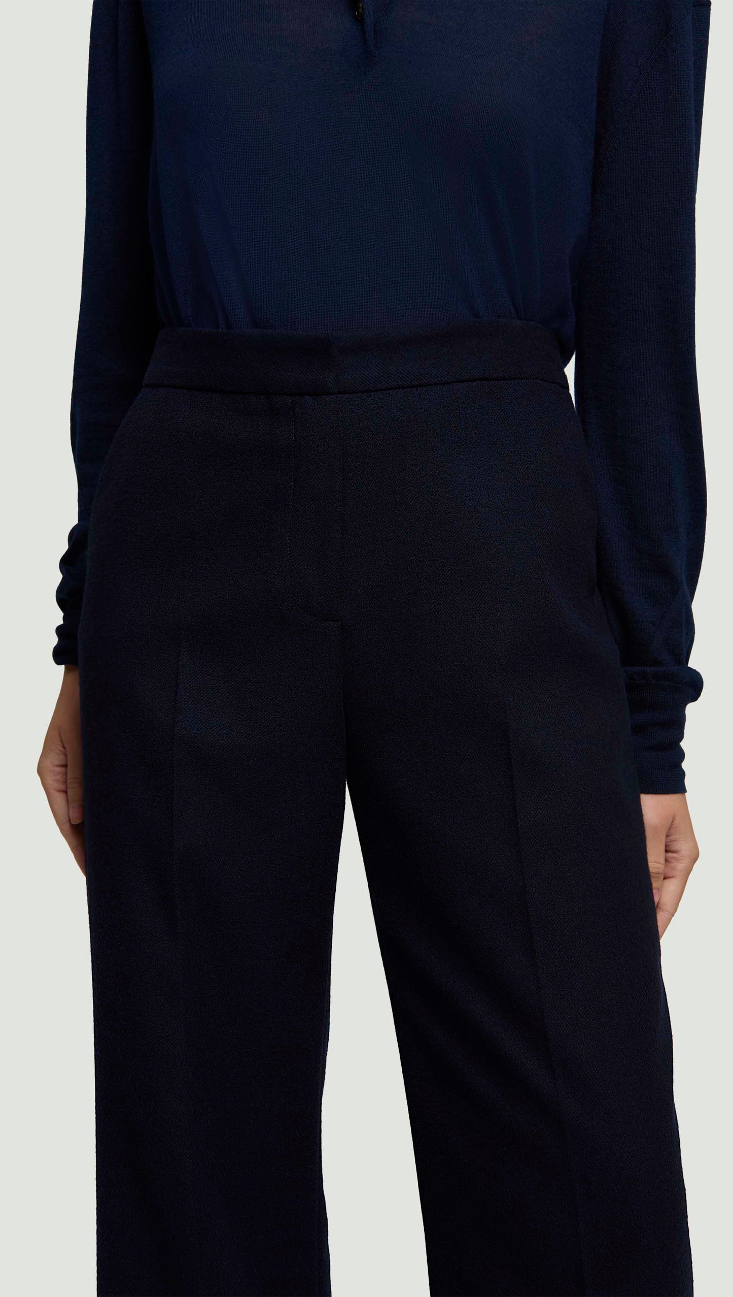 Wide Leg Trouser in Double-Faced Wool | Navy