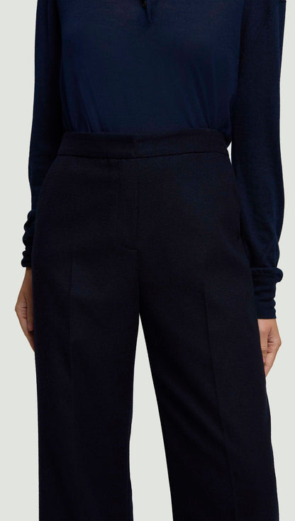 Wide Leg Trouser in Double-Faced Wool | Navy