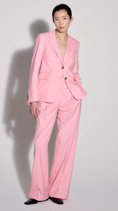 Single Pleat Trouser in Seasonless Wool | Soft Pink