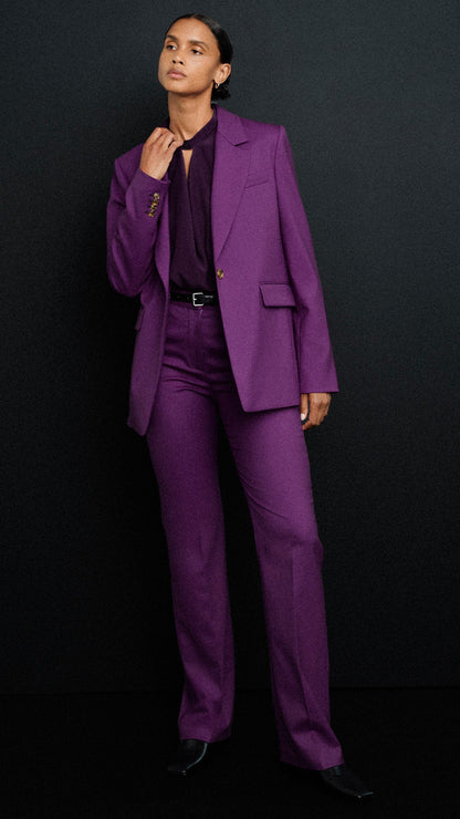 Straight Leg Trouser in Seasonless Wool | Grape