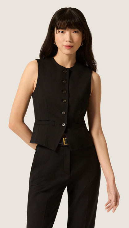 Cutaway Vest in Seasonless Wool | Black