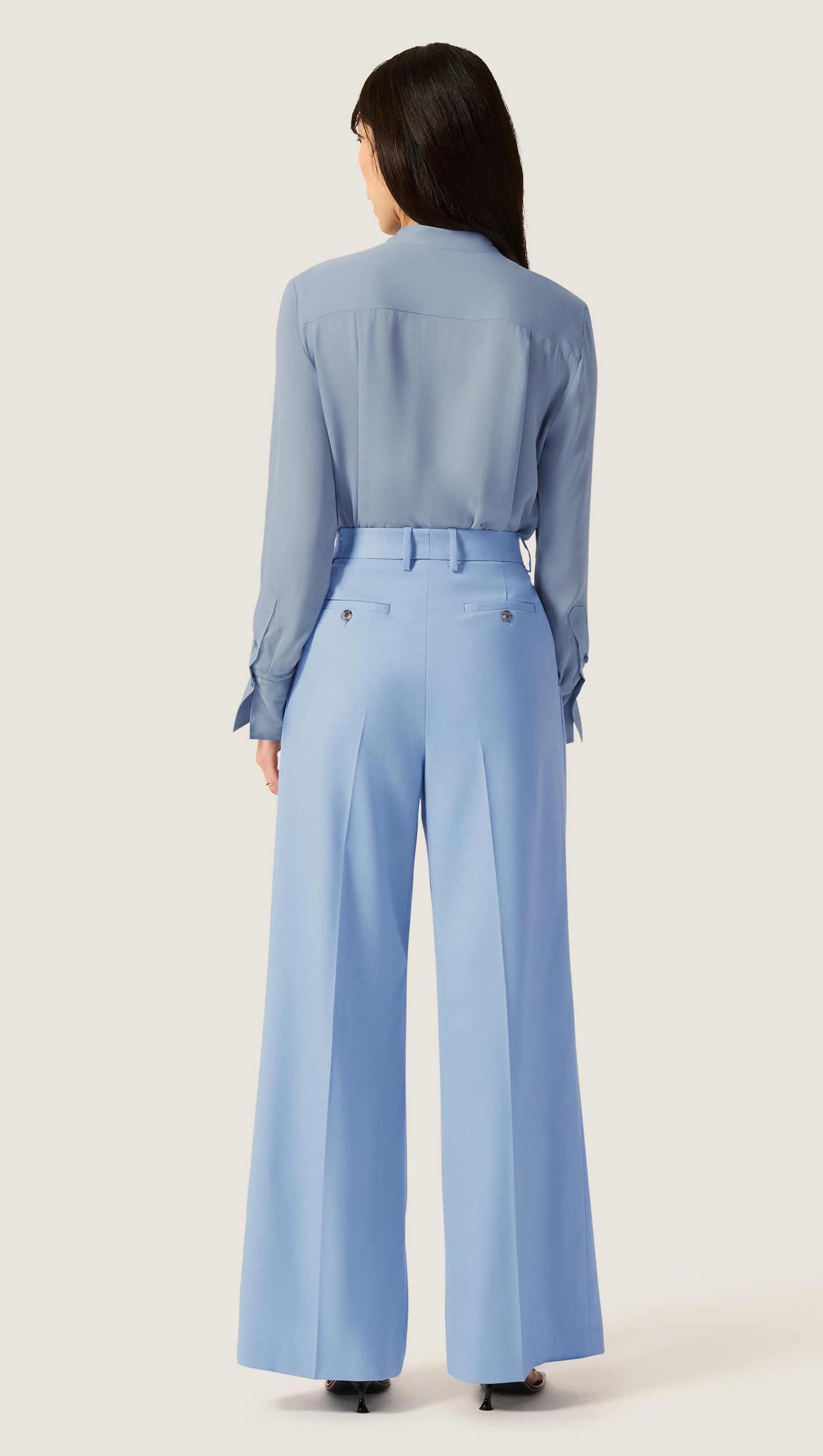 Single Pleat Trouser in Seasonless Wool | Maya Blue