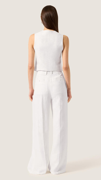 Scoop Neck Waistcoat in Viscose Linen | Ivory