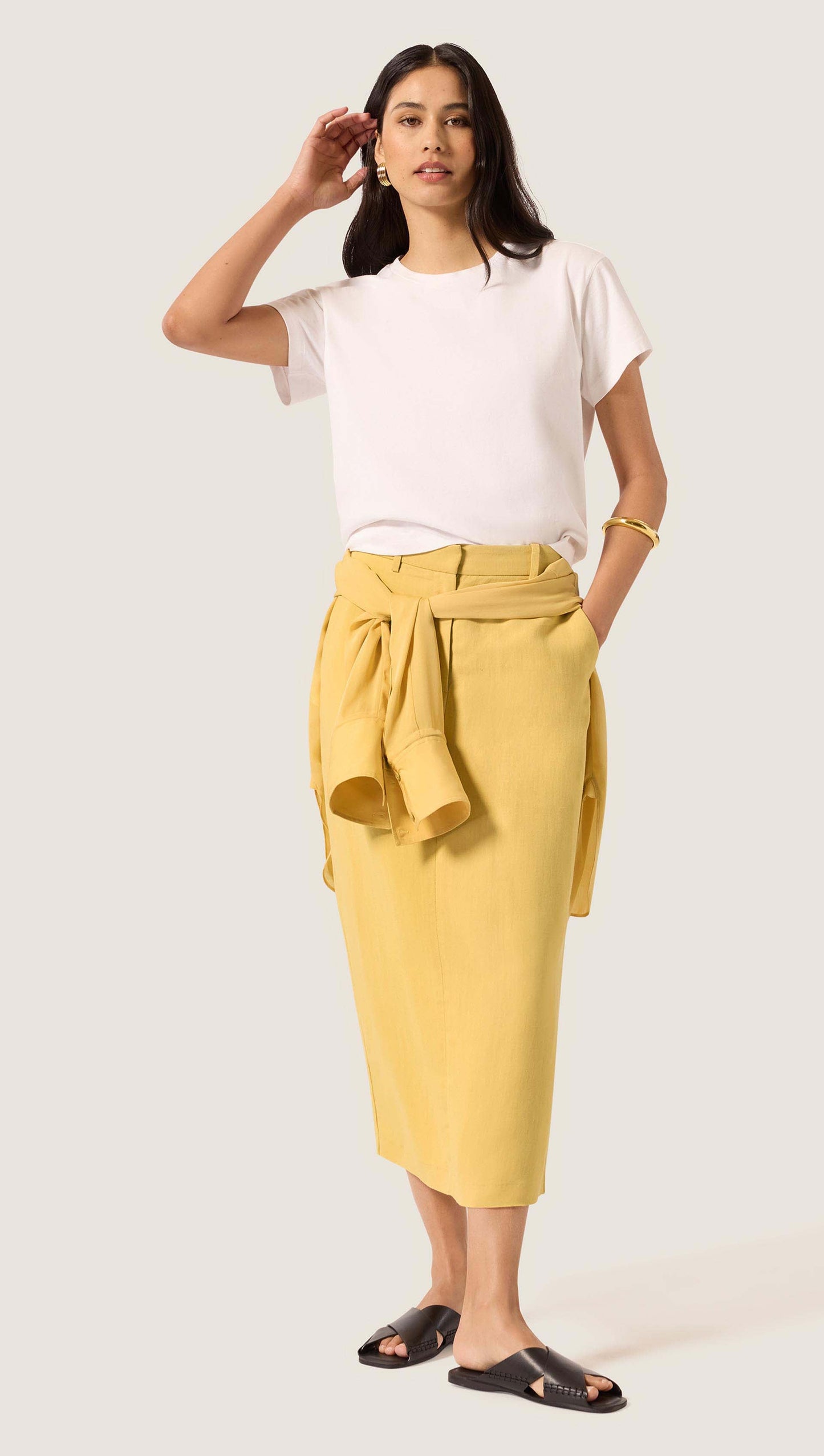 Pencil Skirt in Viscose Linen | Sunflower