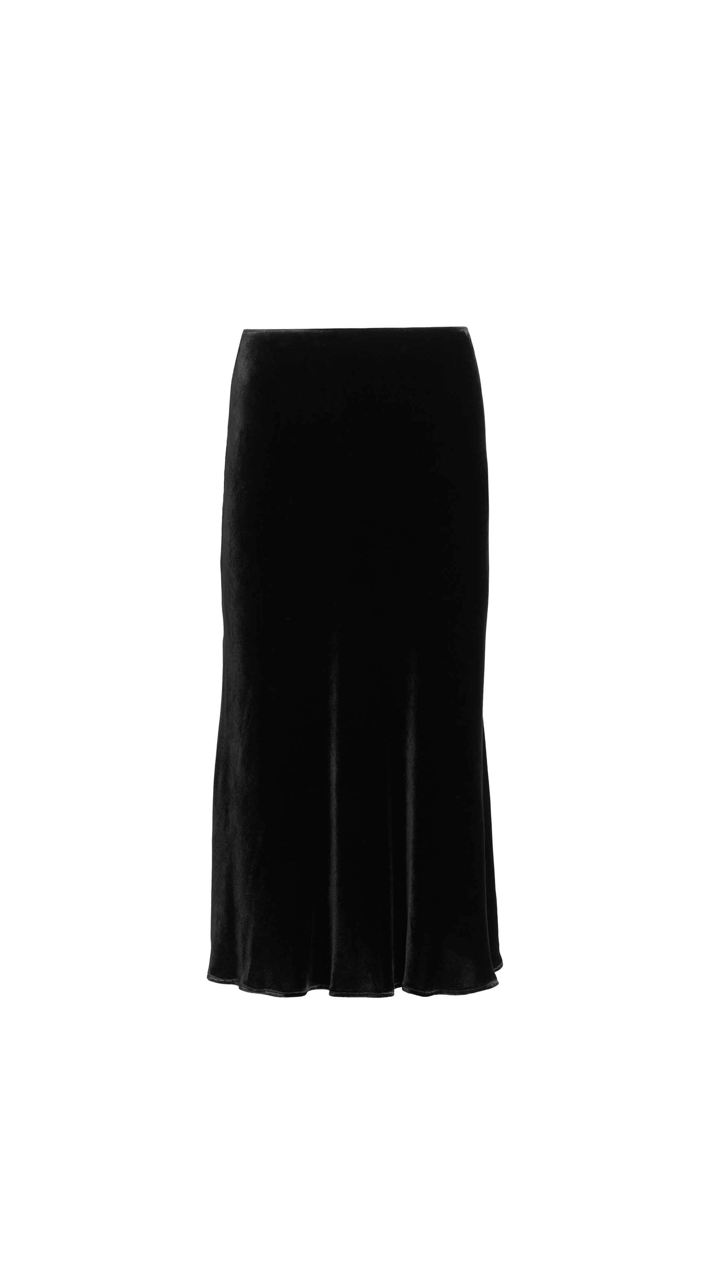 Bias Midi Skirt in Velvet | Black