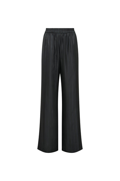 Pull-Up Pant in Silk Twill | Midnight Stripe