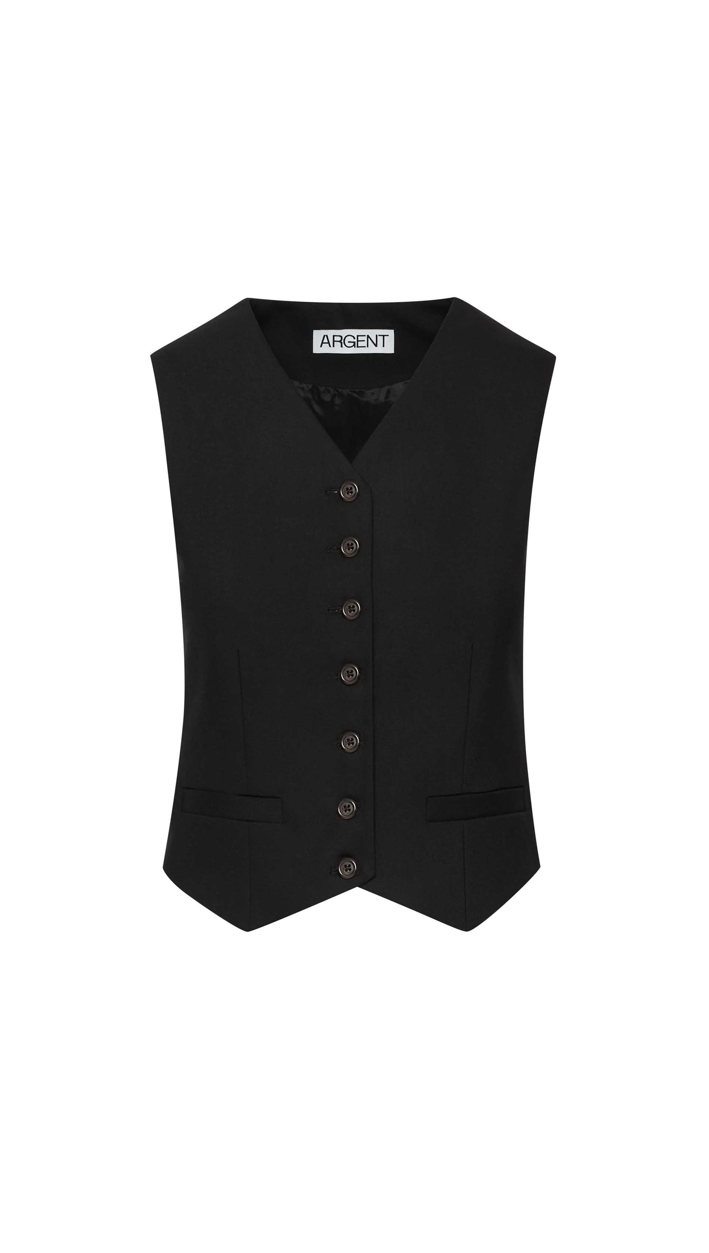 Shallow V-Neck Waistcoat in Seasonless Wool | Black