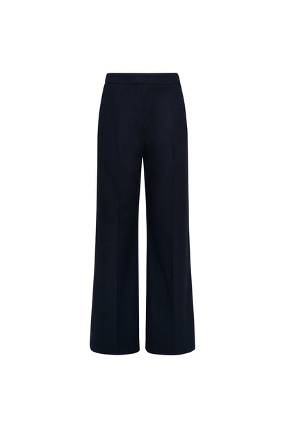 Wide Leg Trouser in Double-Faced Wool | Navy