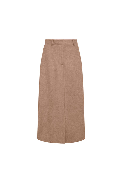 Tailored Skirt in Double-Faced Wool | Oat